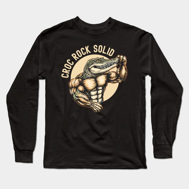 Crocodile gym motivation bodybuilder Alligator deadlift Long Sleeve T-Shirt by Japanese Fever